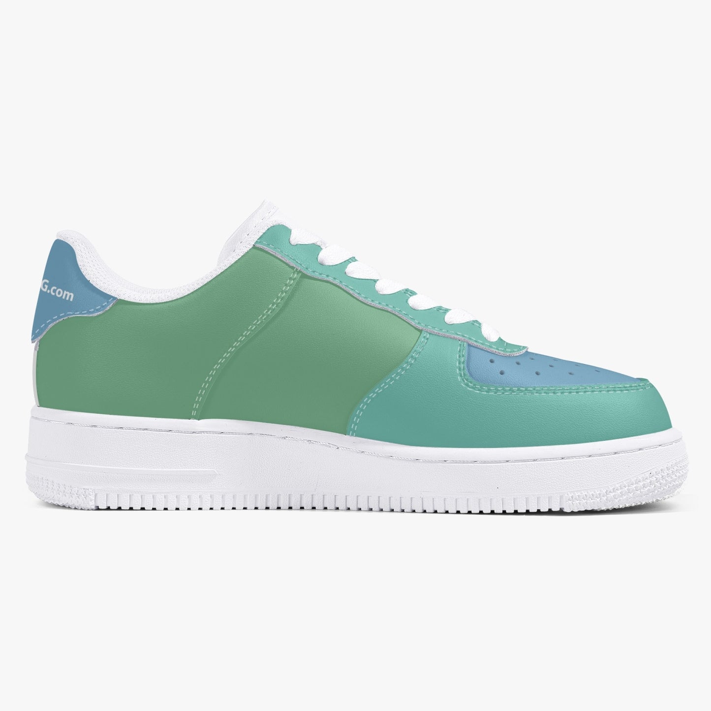 MACHINEDOG.COM COIN LOW-TOP LEATHER SNEAKERS - CASCADE/AIR BLUE