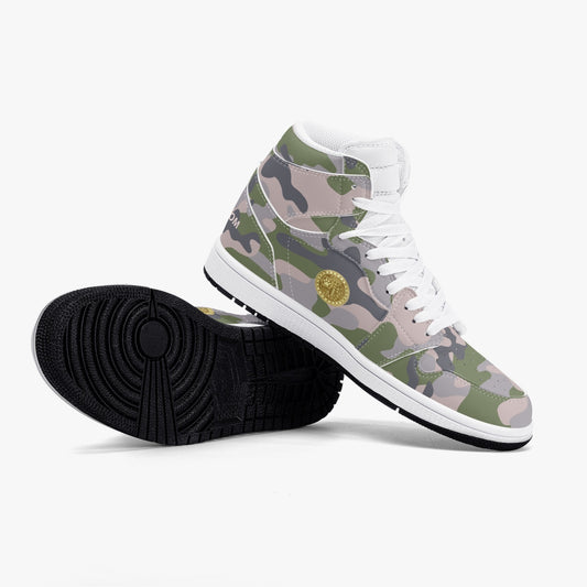 MACHINEDOG.COM COIN HIGH-TOP LEATHER SNEAKERS - Mod Camo