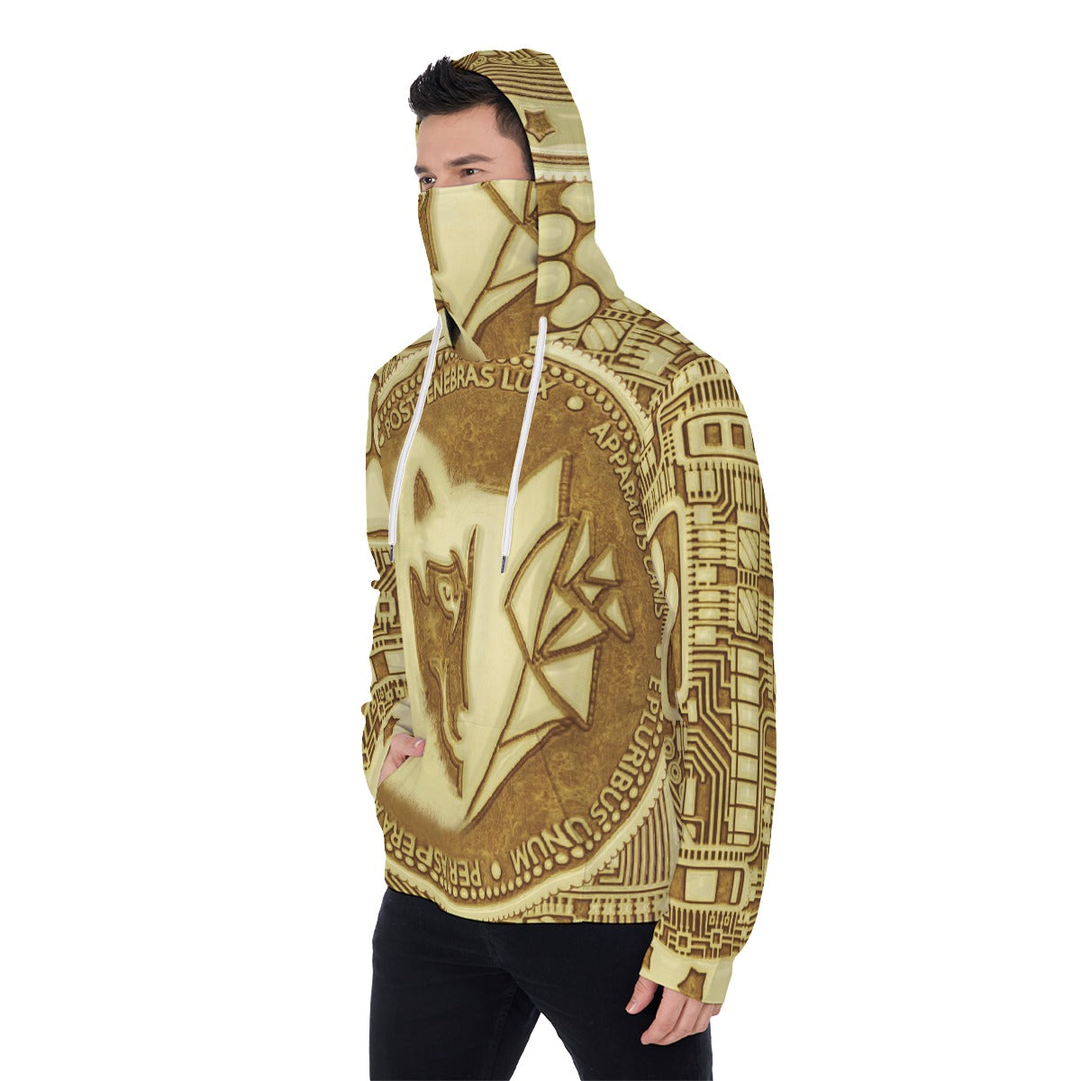 MACHINEDOG,COM Coin PULLOVER HOODIE WITH MASK