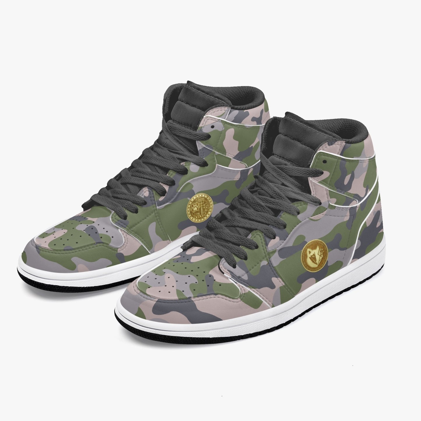 MACHINEDOG.COM COIN HIGH-TOP LEATHER SNEAKERS - Mod Camo