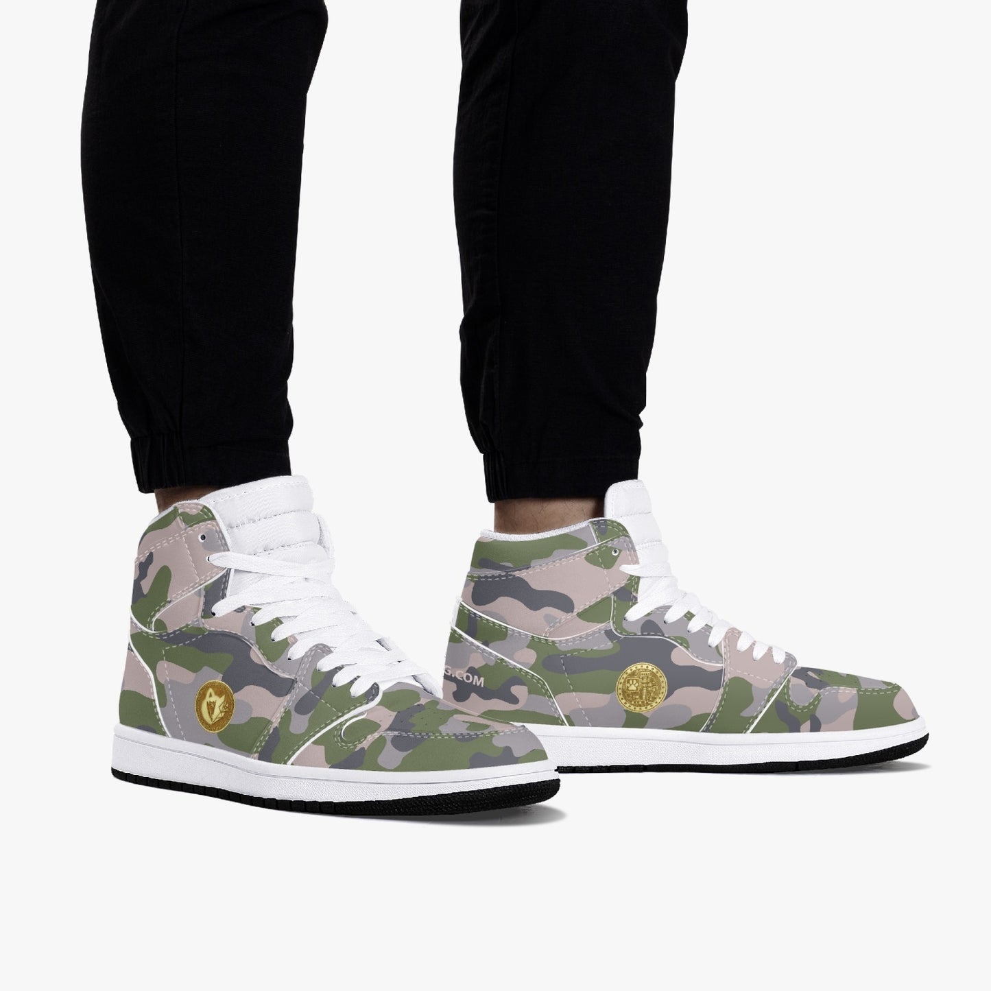 MACHINEDOG.COM COIN HIGH-TOP LEATHER SNEAKERS - Mod Camo