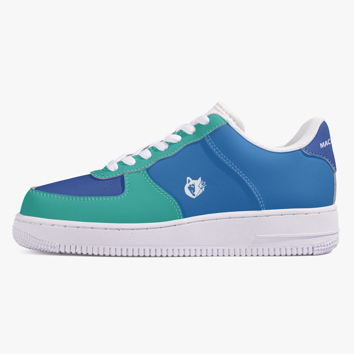 MACHINEDOG.COM COIN LOW-TOP LEATHER SNEAKERS - BLUE/SKIFF GREEN