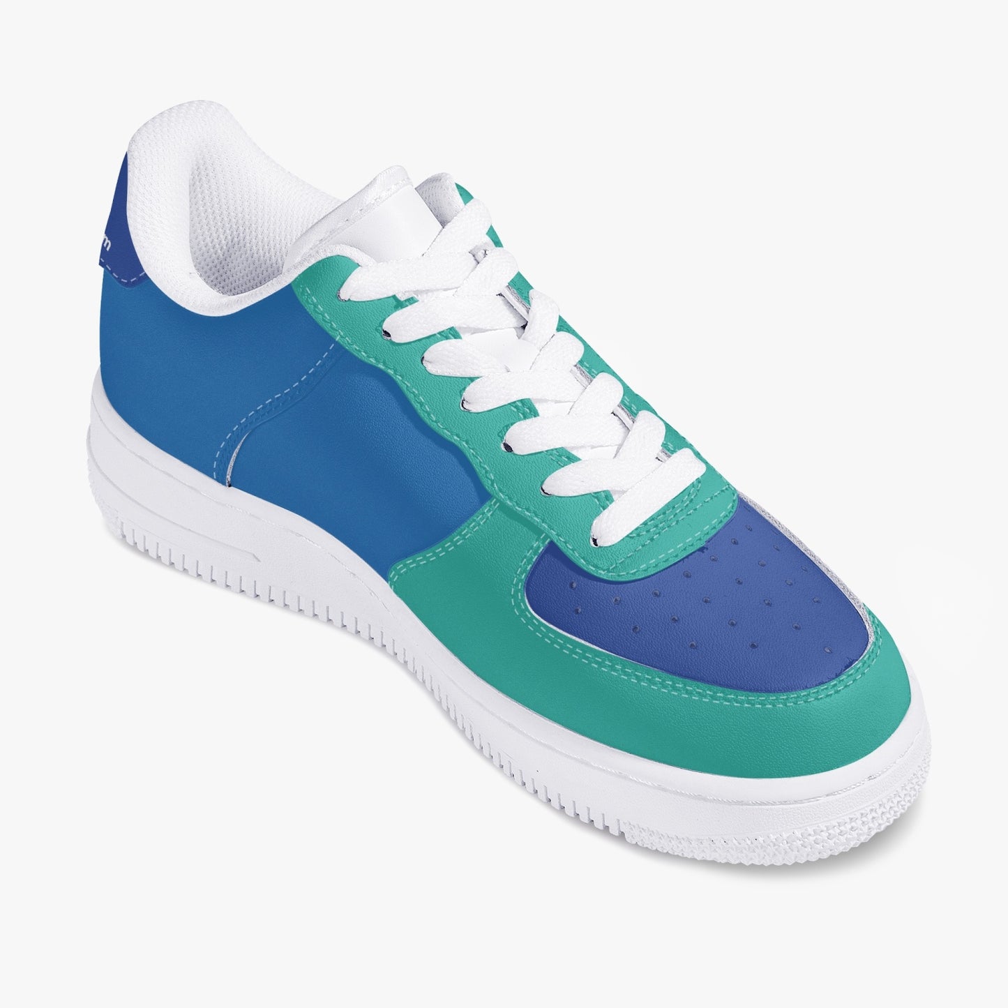 MACHINEDOG.COM COIN LOW-TOP LEATHER SNEAKERS - BLUE/SKIFF GREEN