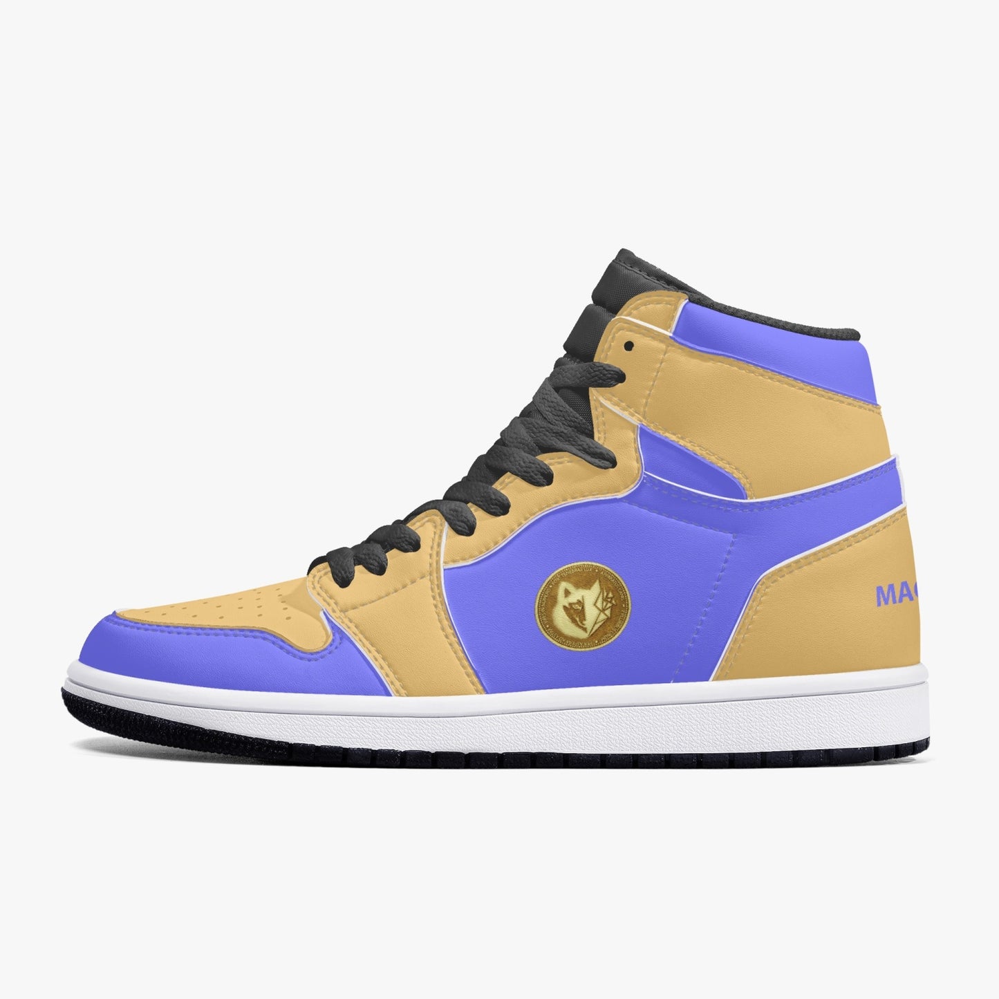 Machinedog.com Coin High-Top Leather Sneakers- Very Peri/Corn Silk