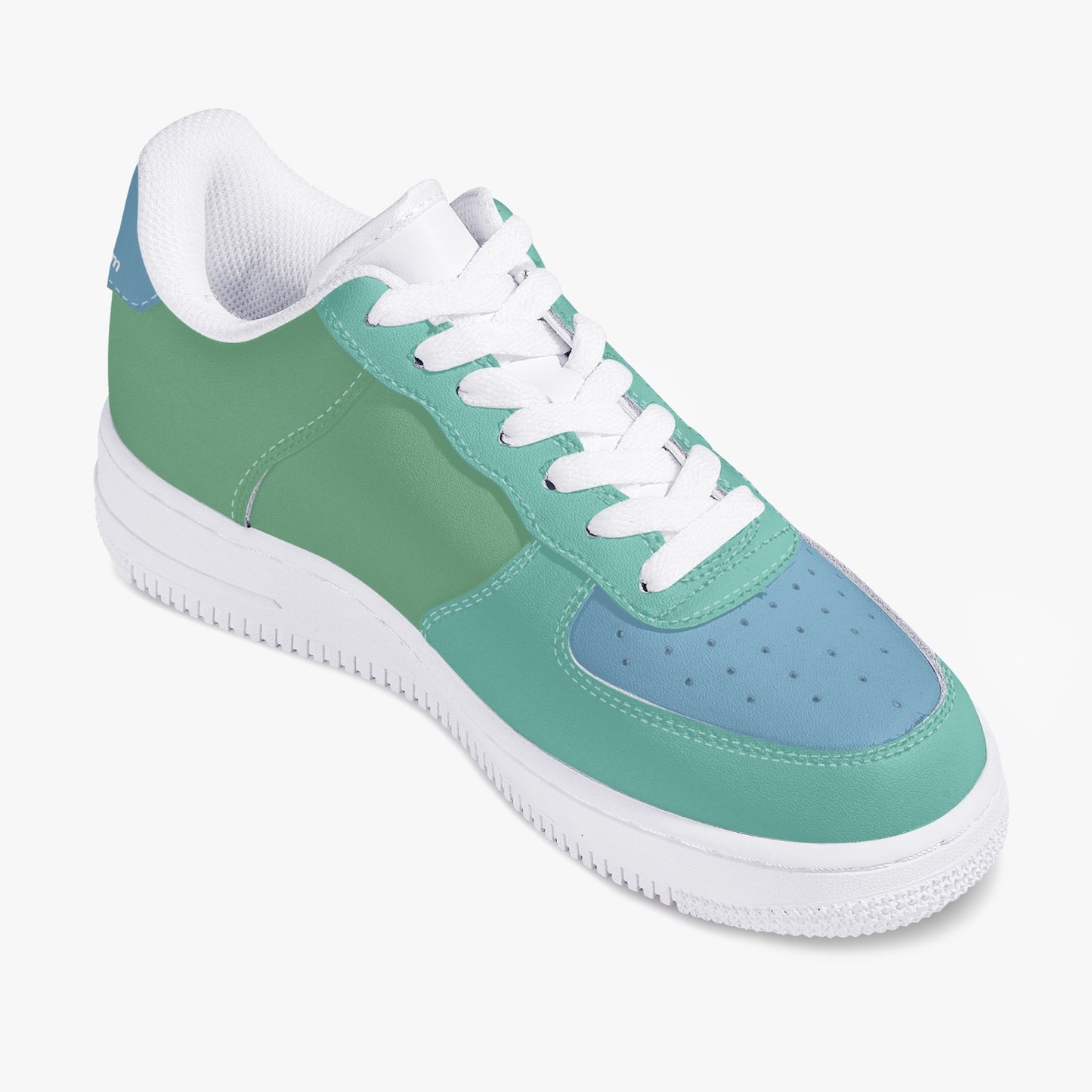 MACHINEDOG.COM COIN LOW-TOP LEATHER SNEAKERS - CASCADE/AIR BLUE