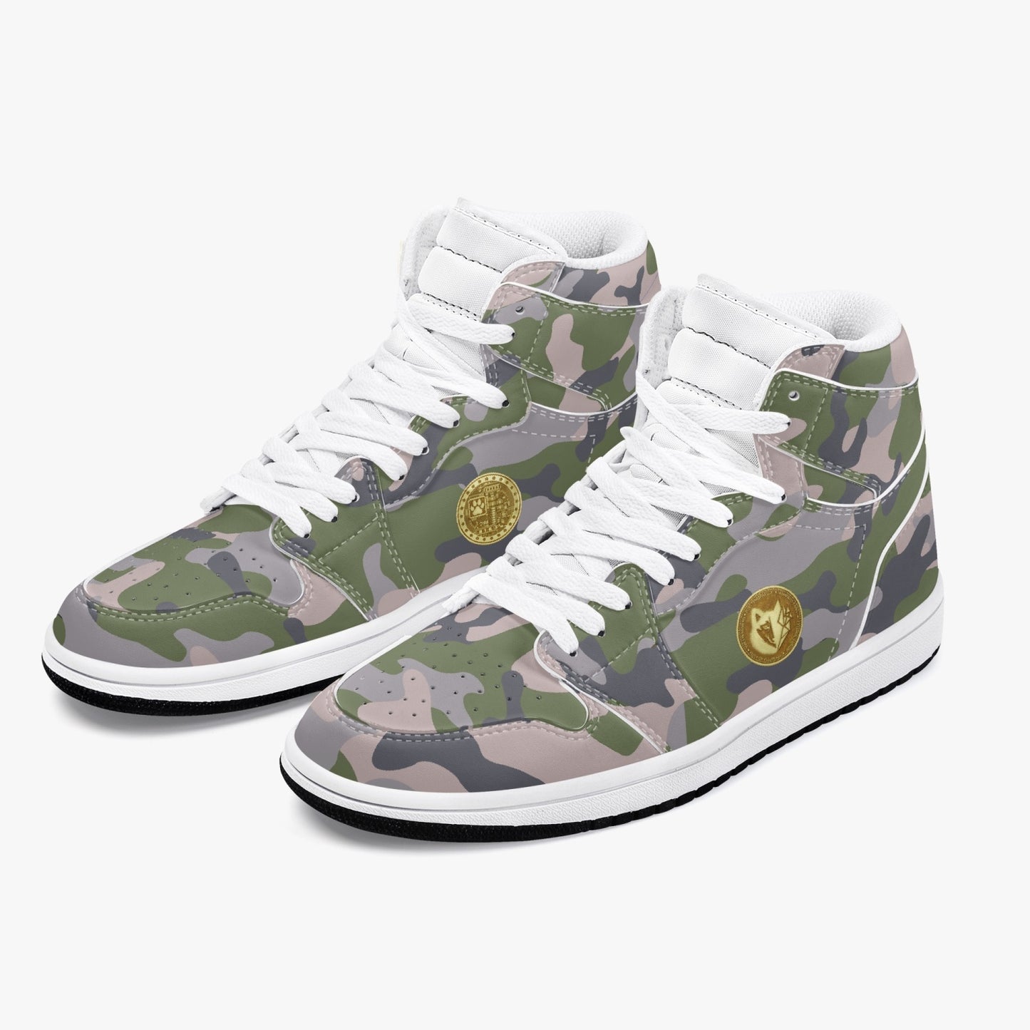 MACHINEDOG.COM COIN HIGH-TOP LEATHER SNEAKERS - Mod Camo