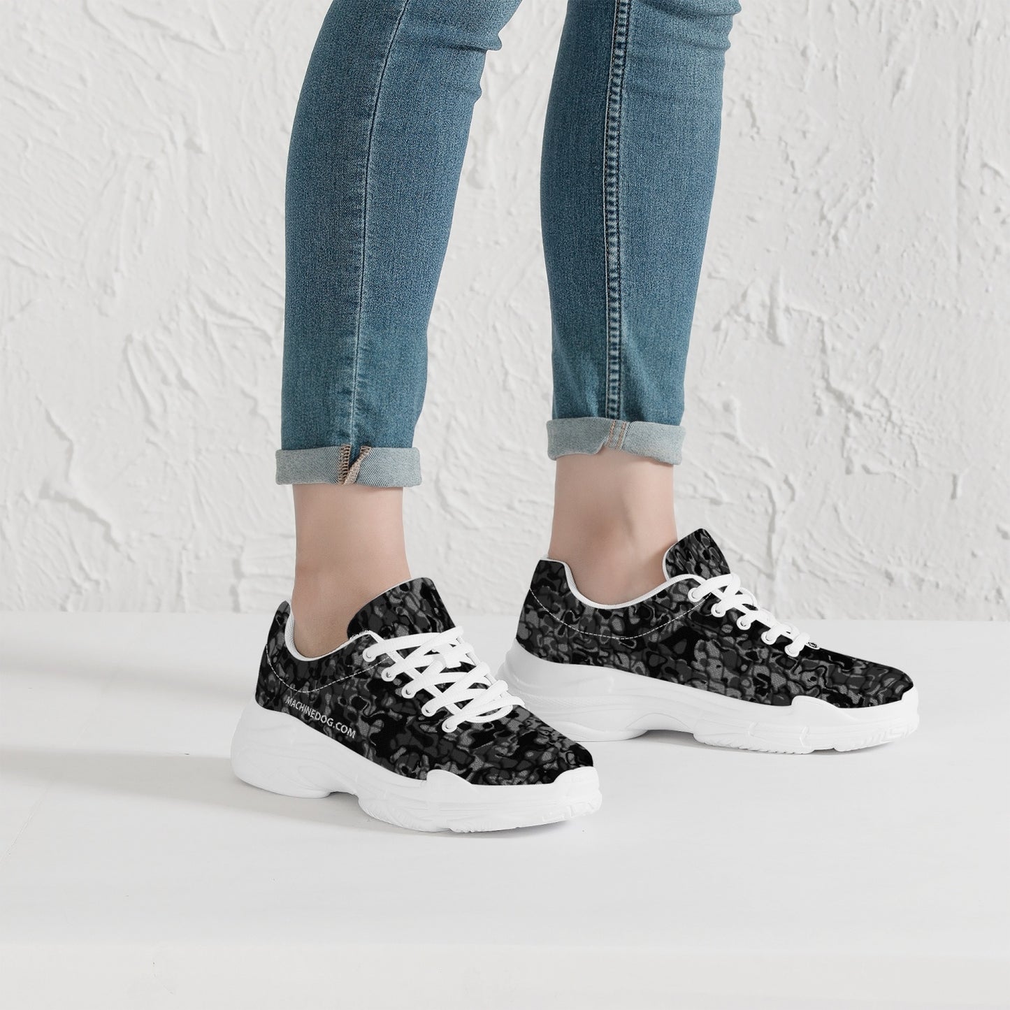 Machinedog.com Coin Trendy Chunky Sneakers - White/Black