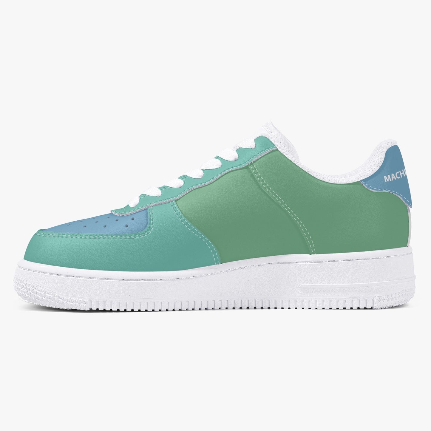 MACHINEDOG.COM COIN LOW-TOP LEATHER SNEAKERS - CASCADE/AIR BLUE