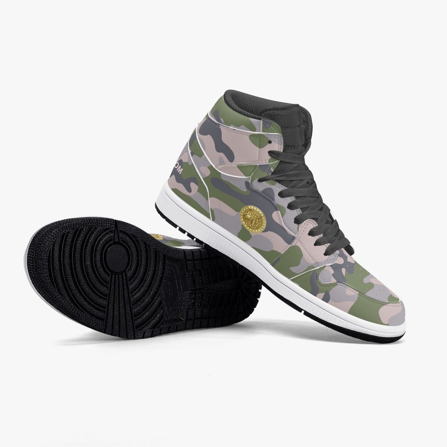 MACHINEDOG.COM COIN HIGH-TOP LEATHER SNEAKERS - Mod Camo