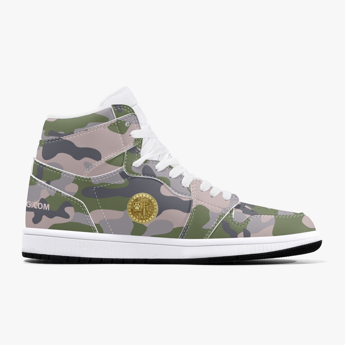 MACHINEDOG.COM COIN HIGH-TOP LEATHER SNEAKERS - Mod Camo