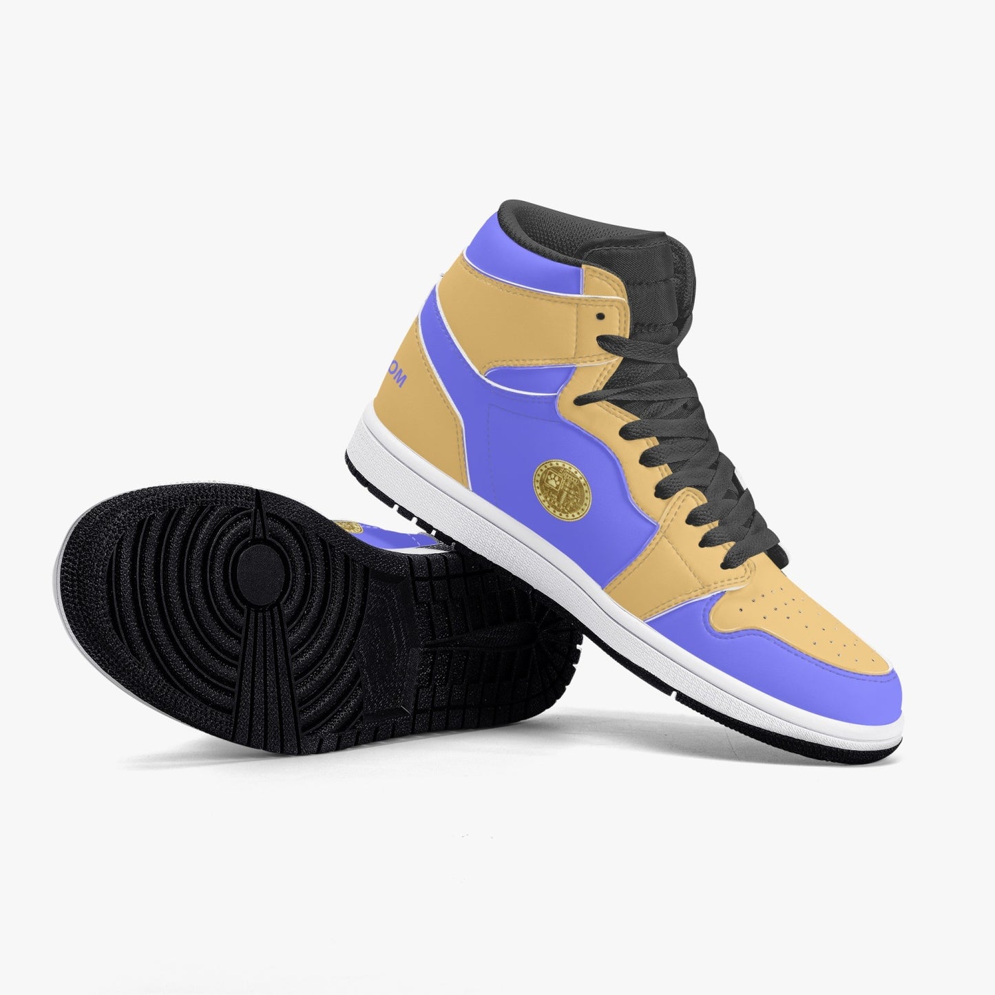 Machinedog.com Coin High-Top Leather Sneakers- Very Peri/Corn Silk