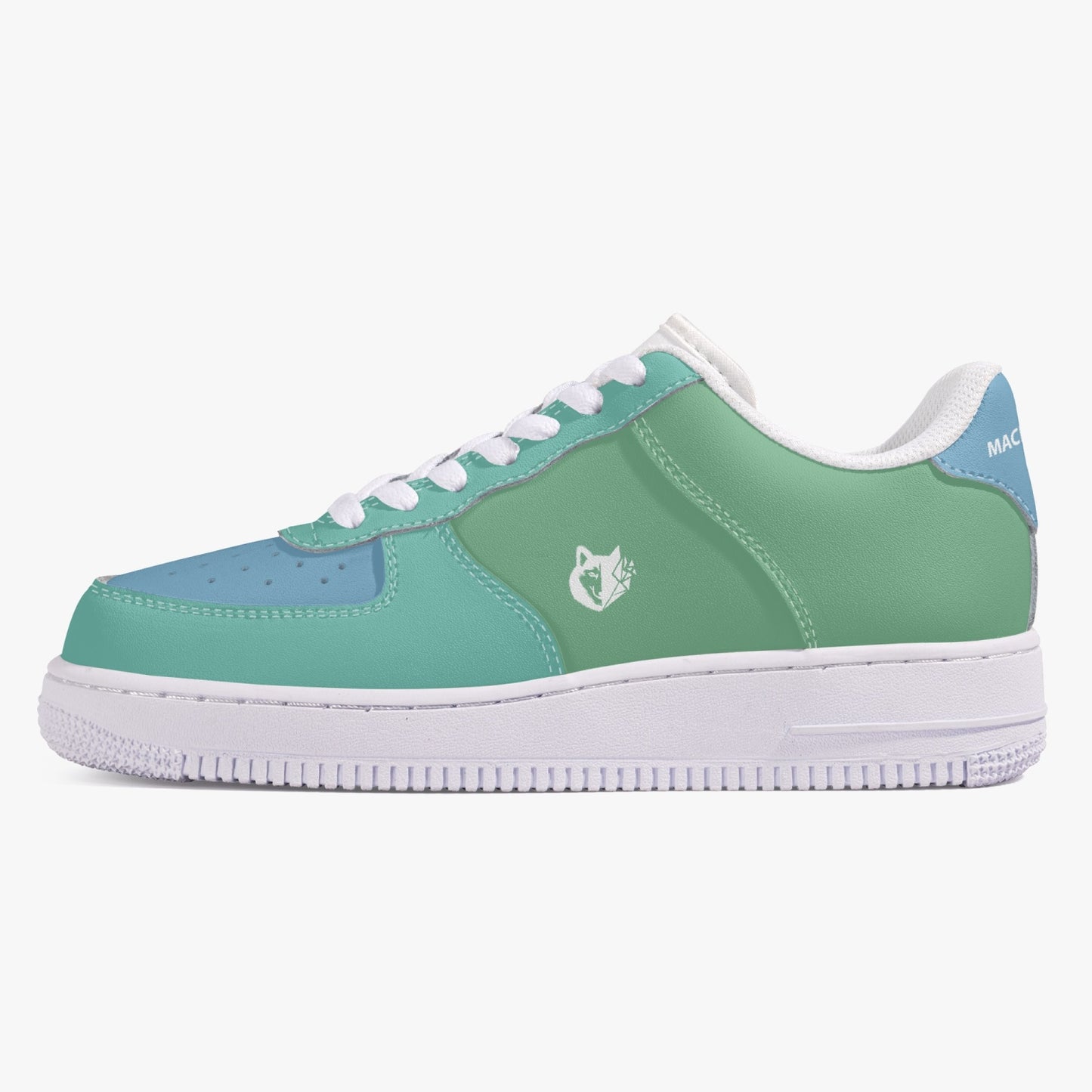 MACHINEDOG.COM COIN LOW-TOP LEATHER SNEAKERS - CASCADE/AIR BLUE