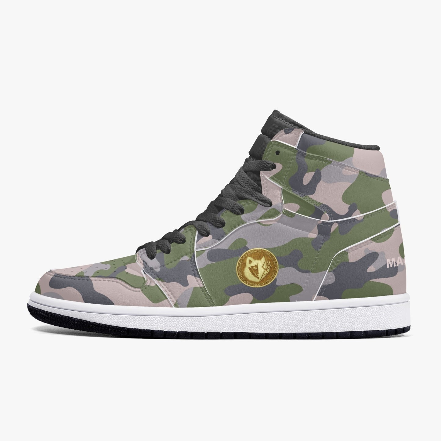 MACHINEDOG.COM COIN HIGH-TOP LEATHER SNEAKERS - Mod Camo