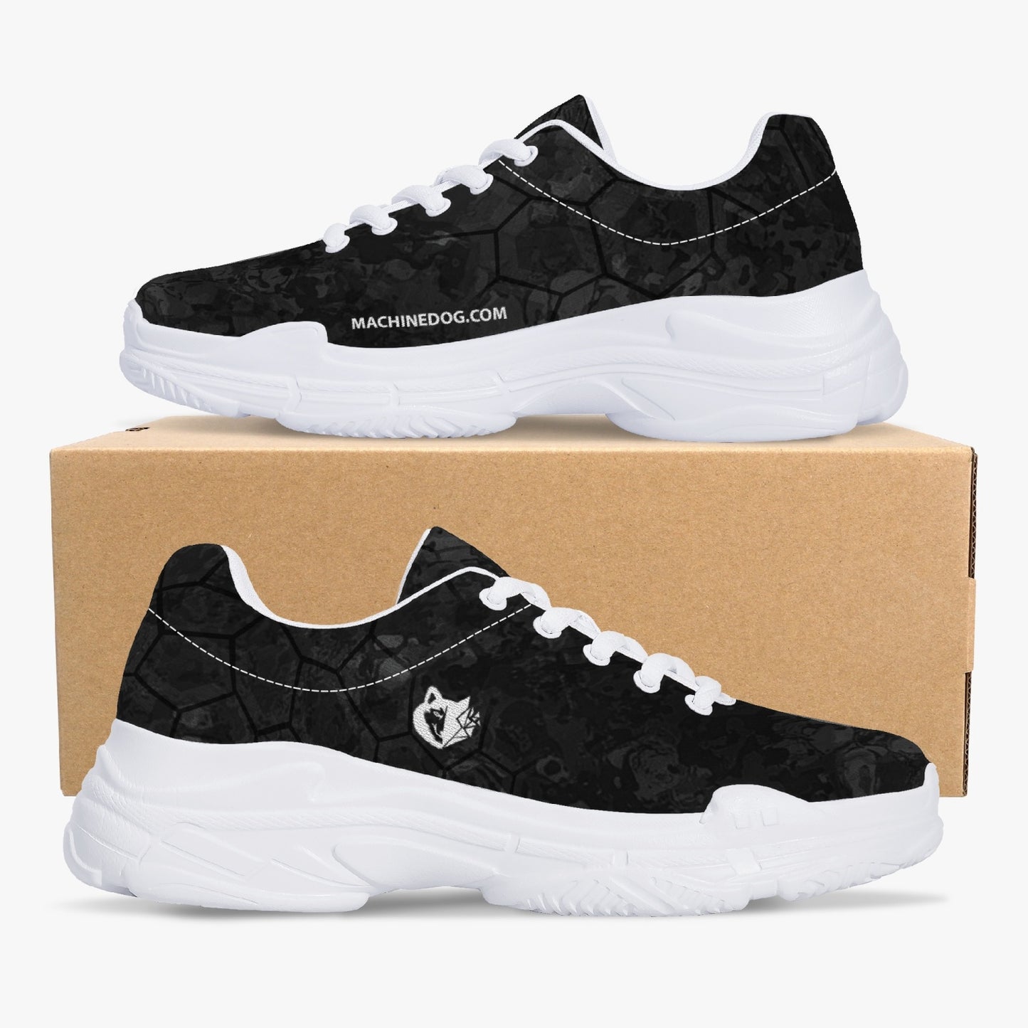 Machinedog.com Coin Trendy Chunky Sneakers - White/Black