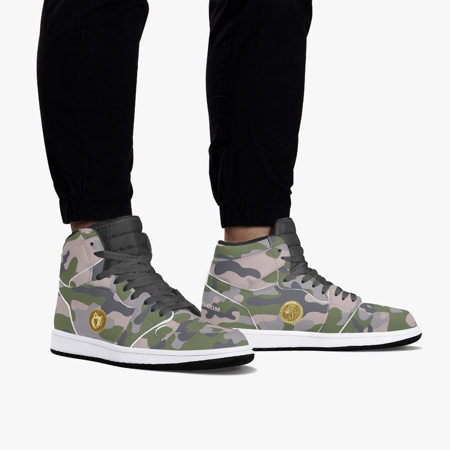 MACHINEDOG.COM COIN HIGH-TOP LEATHER SNEAKERS - Mod Camo