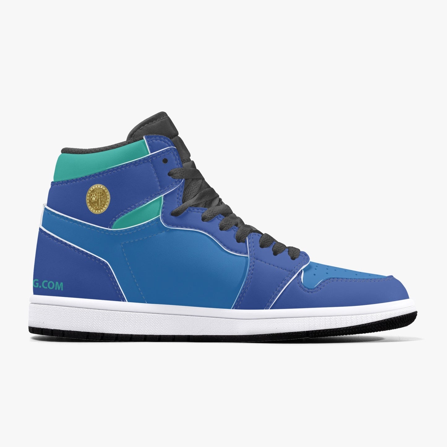 MACHINEDOG.COM COIN HIGH-TOP LEATHER SNEAKERS - Blue/Skiff Green