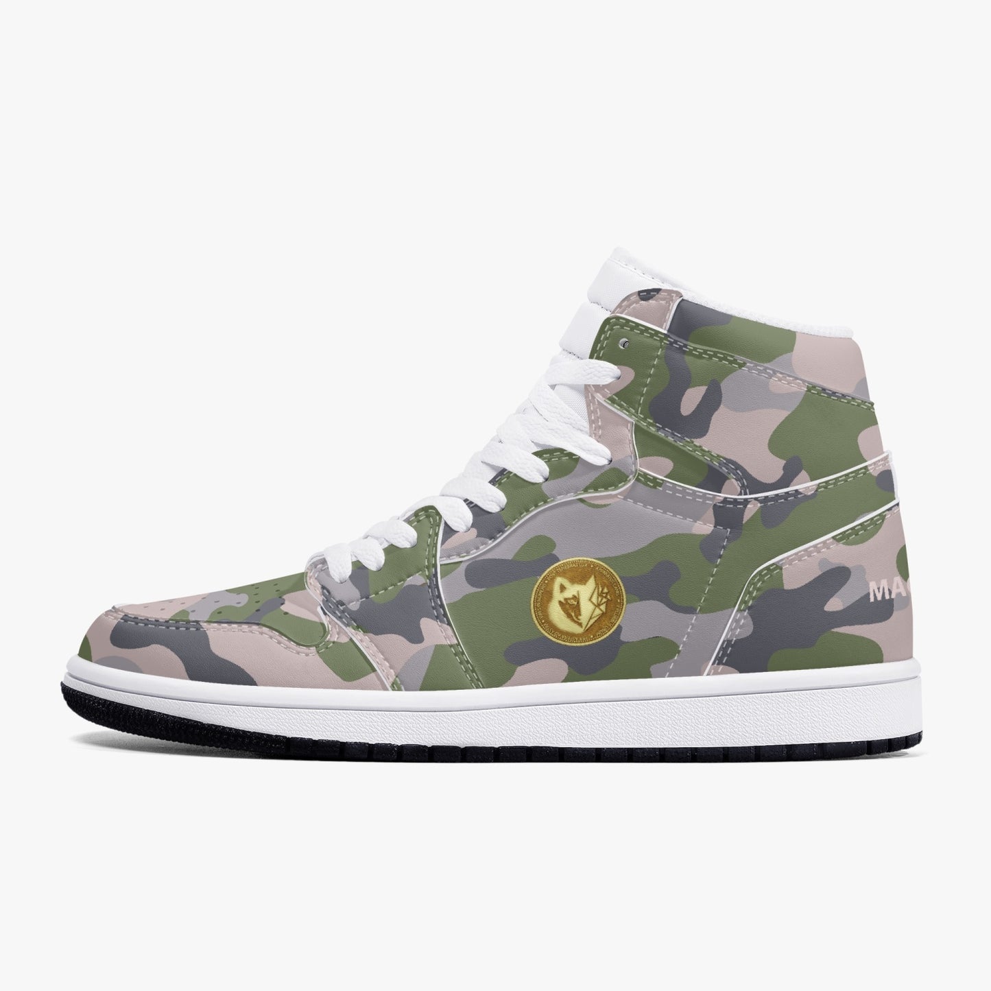 MACHINEDOG.COM COIN HIGH-TOP LEATHER SNEAKERS - Mod Camo