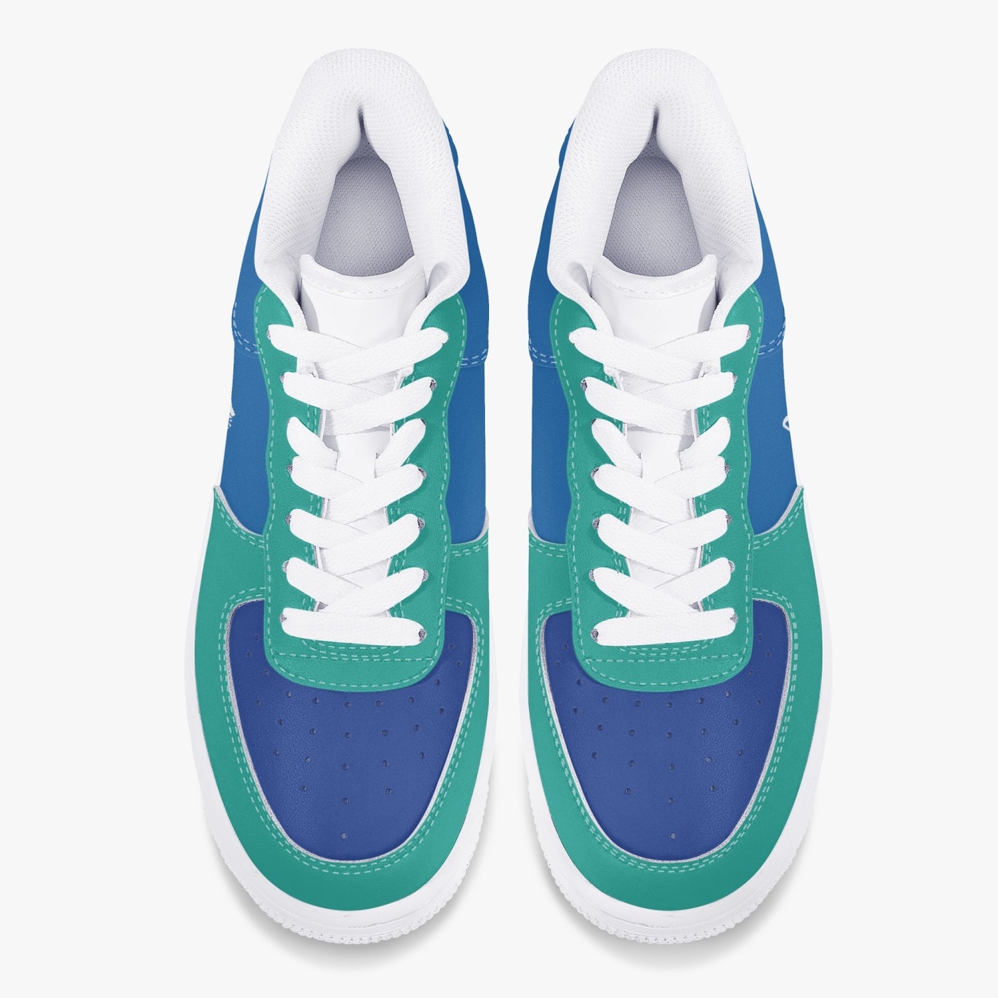 MACHINEDOG.COM COIN LOW-TOP LEATHER SNEAKERS - BLUE/SKIFF GREEN