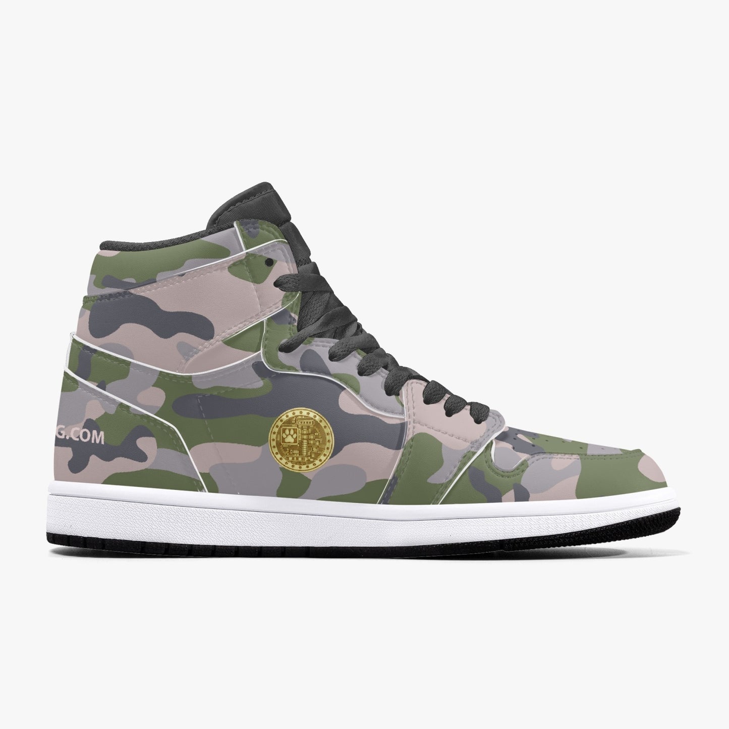 MACHINEDOG.COM COIN HIGH-TOP LEATHER SNEAKERS - Mod Camo