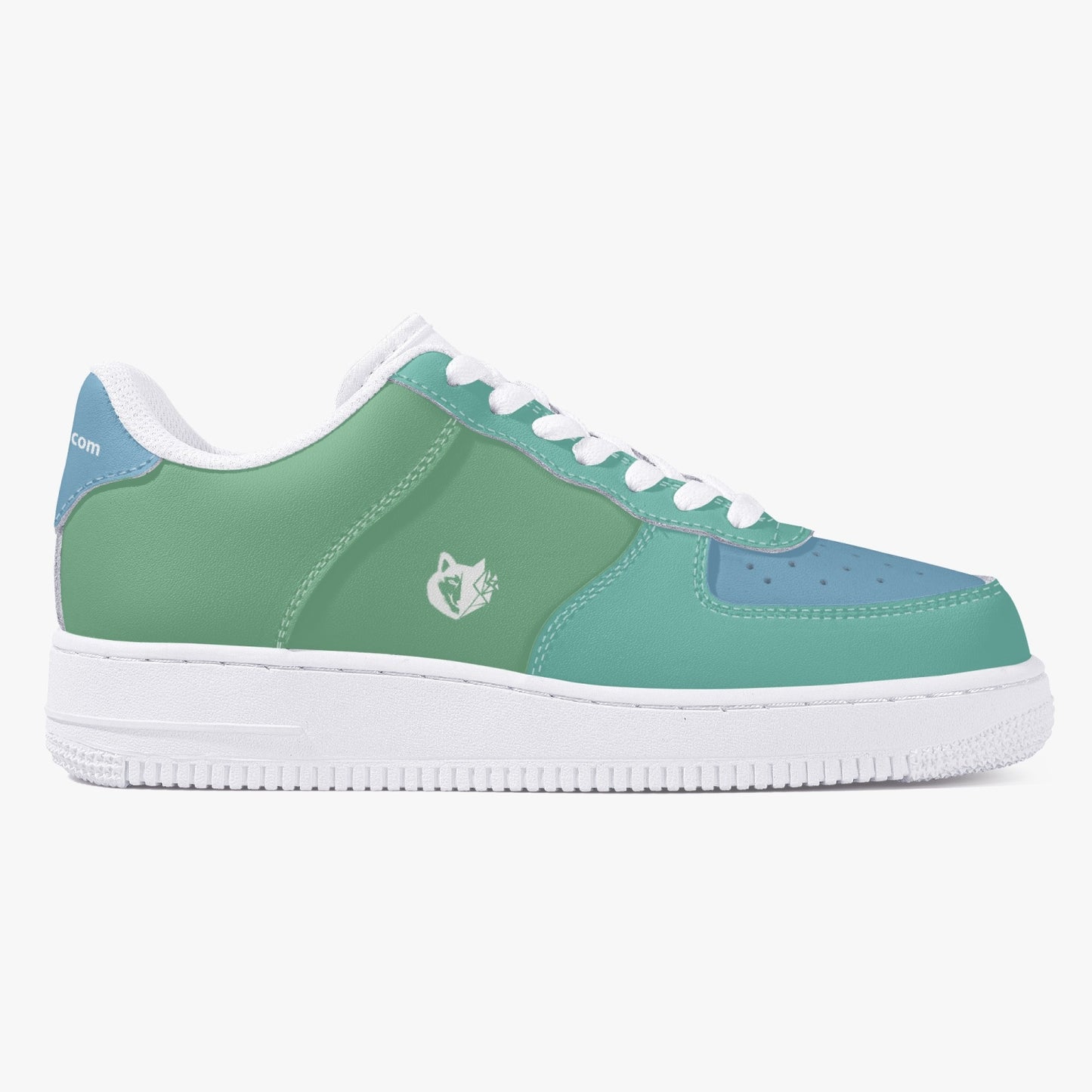 MACHINEDOG.COM COIN LOW-TOP LEATHER SNEAKERS - CASCADE/AIR BLUE