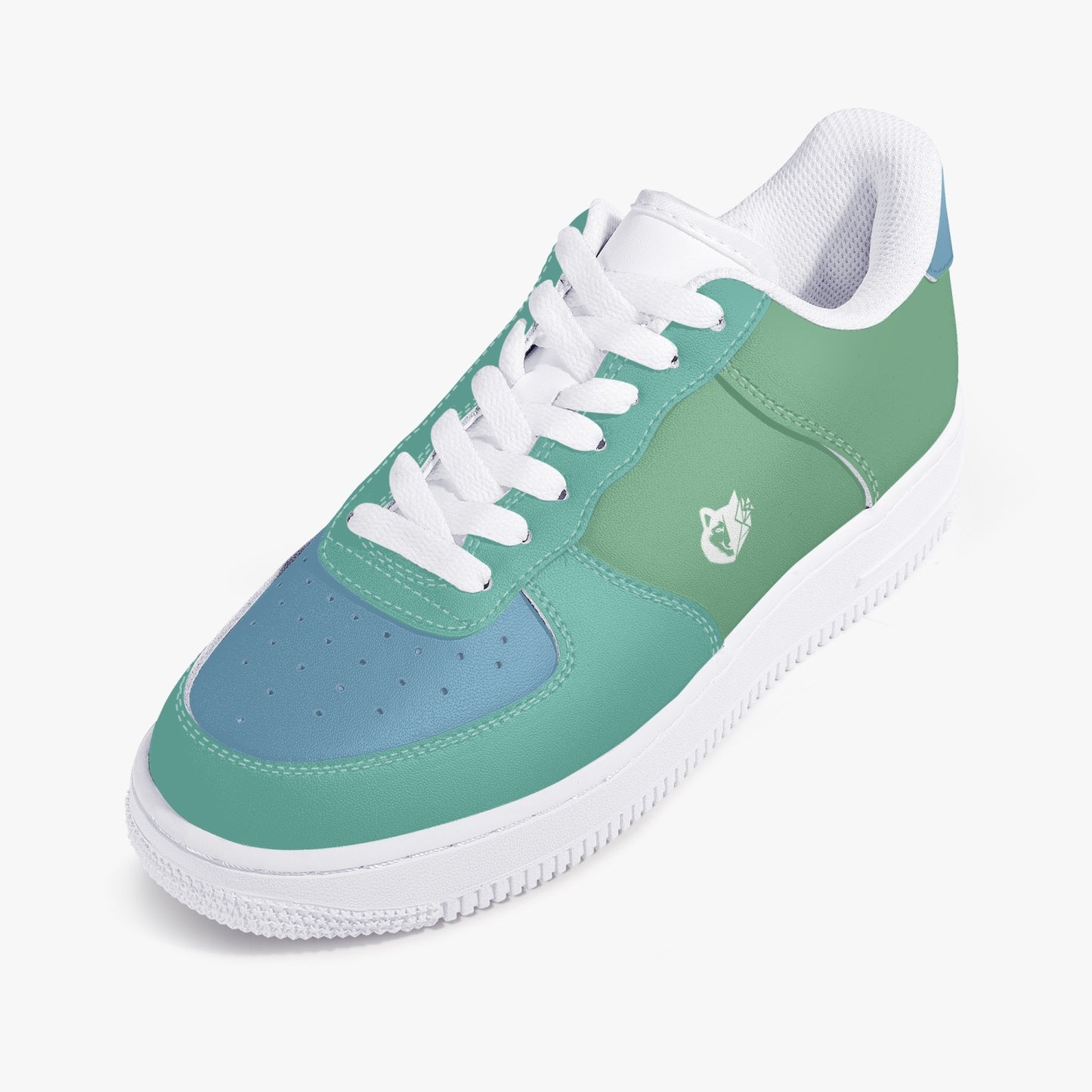 MACHINEDOG.COM COIN LOW-TOP LEATHER SNEAKERS - CASCADE/AIR BLUE